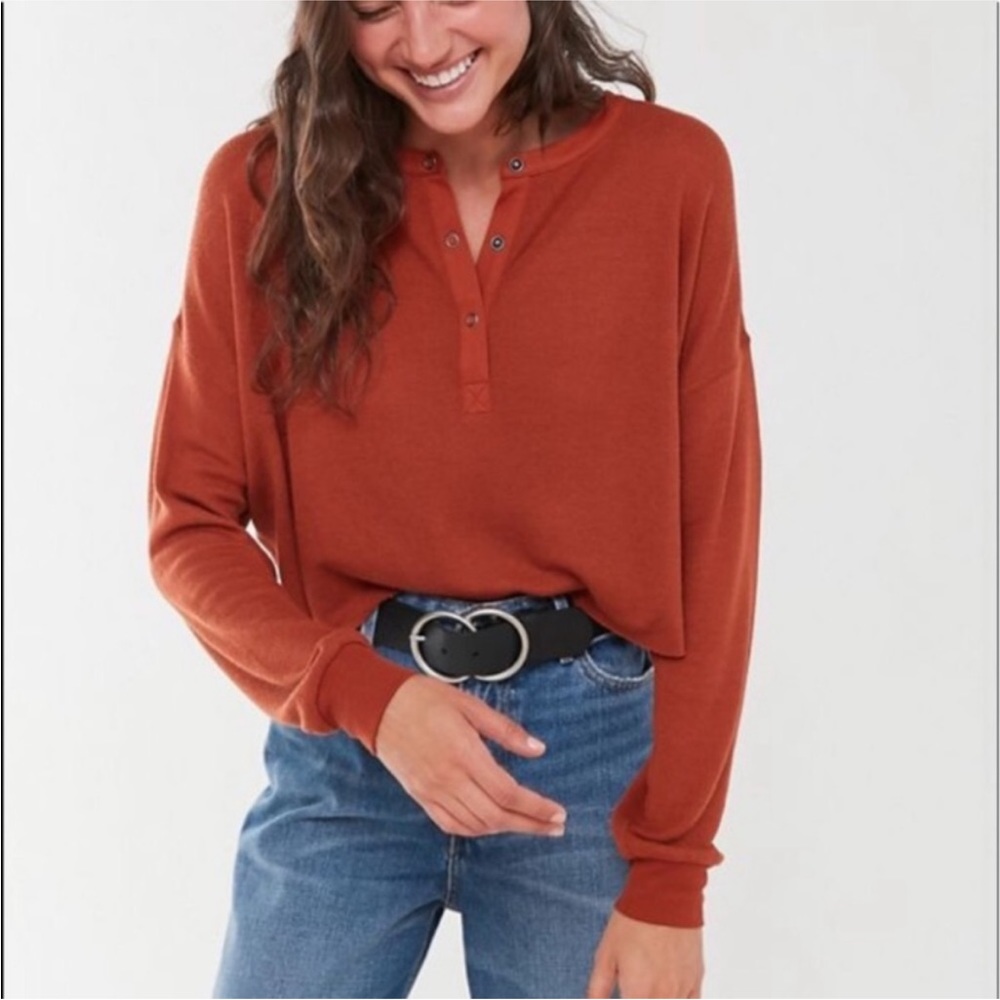 Urban Outfitters Out From Under Emmy Cropped Henley Top